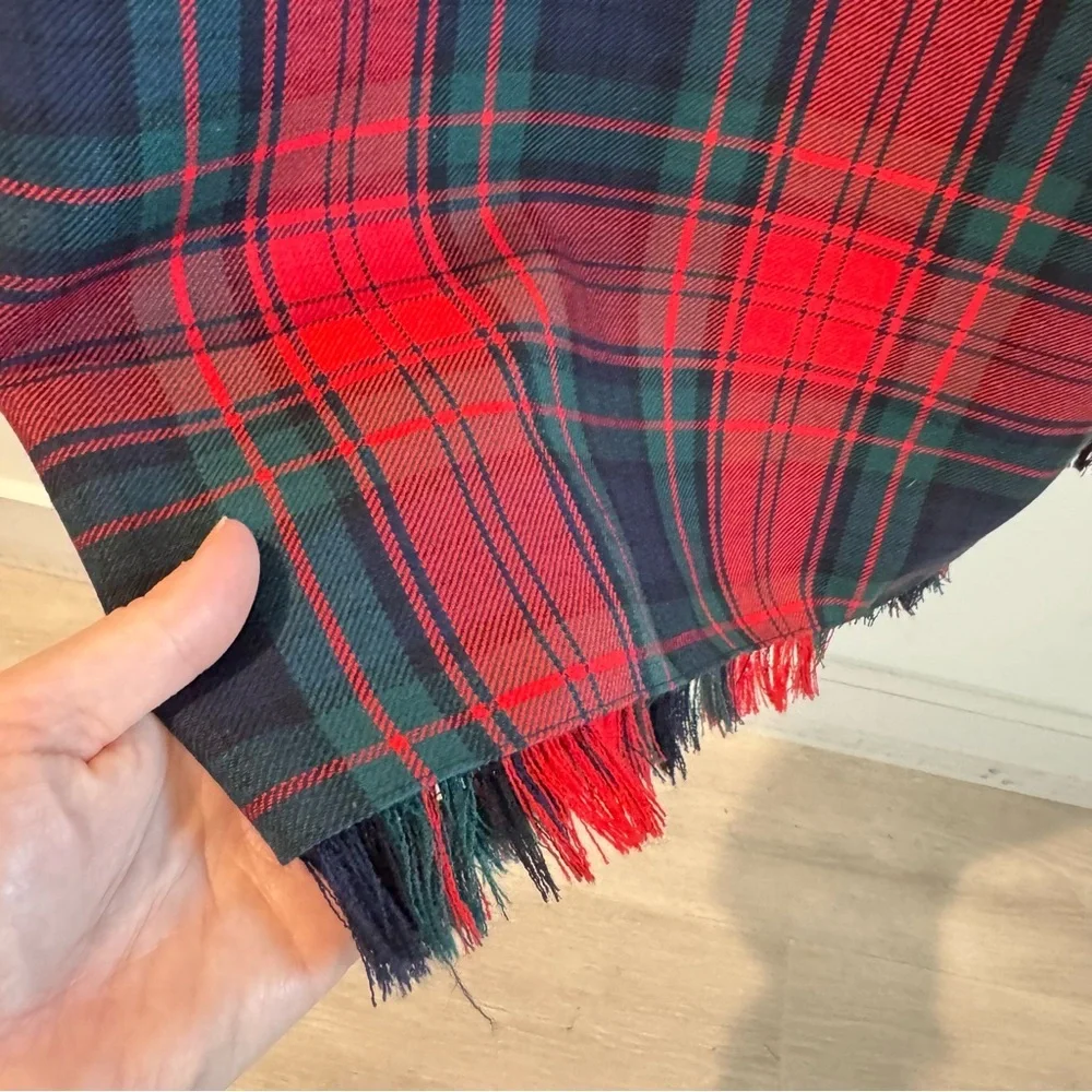 Vintage Rafella 100% Wool Tartan Plaid Fringe Trim Wrap Maxi Skirt Size‎ 12